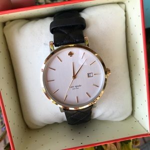 Kate Spade New York Watch with Black Quilted Band